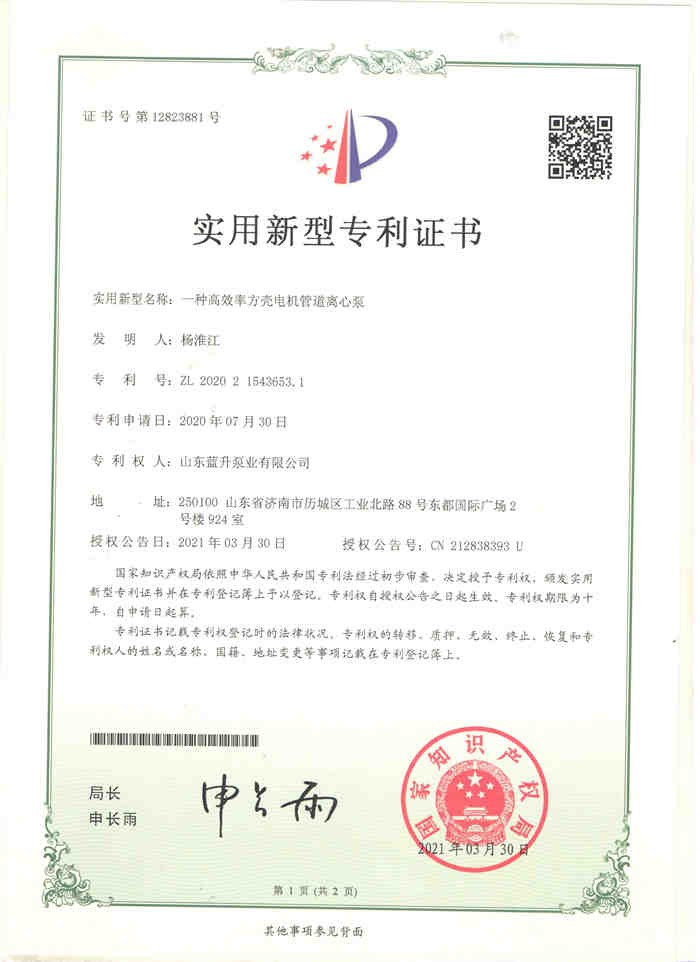 藍升水泵專利